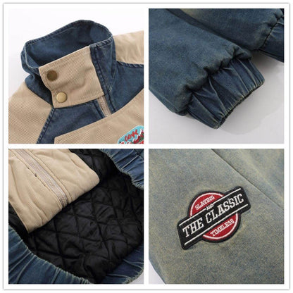 Vintage Embroidered Thickened Denim Jacket