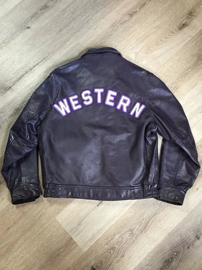 Vintage Western University Purple Varsity Jacket