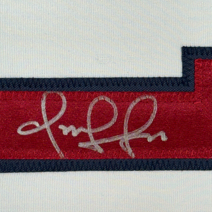 Framed Autographed/Signed Omar Vizquel 35x39 Cleveland White Baseball Jersey PSA/DNA COA