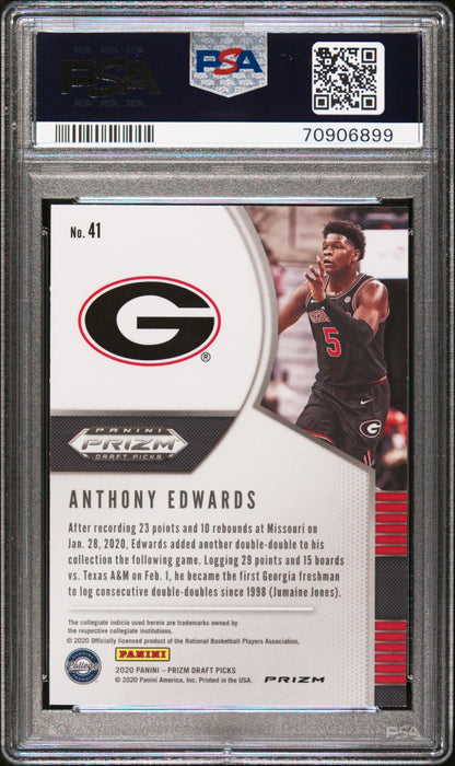 Graded 2020 Panini Prizm DP Draft Picks Anthony Edwards #41 Red Ice Rookie RC Basketball Card PSA 10 Gem Mint