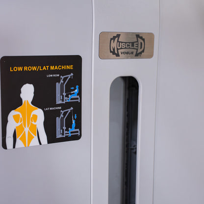 Vogue Lat/Low Row - Muscle D Fitness - Adjustable Seat - Pin Selectorized - Combo Back Machine