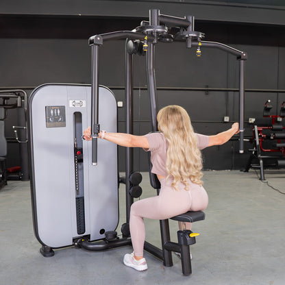 Vogue Pec Deck/Rear Delt - Muscle D Fitness - Adjustable Seat - Pin Selectorized - Chest Back Workout Combo