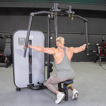 Vogue Pec Deck/Rear Delt - Muscle D Fitness - Adjustable Seat - Pin Selectorized - Chest Back Workout Combo
