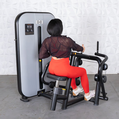 Vogue Seated Row - Muscle D Fitness -  Adjustable Seat - Pin Selectorized - Lat Workout