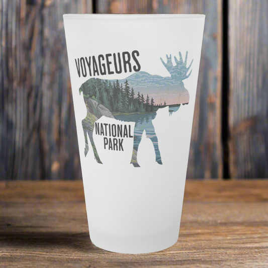 Voyageurs National Park Moose Frosted Pint Glass