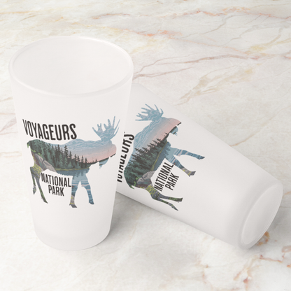 Voyageurs National Park Moose Frosted Pint Glass