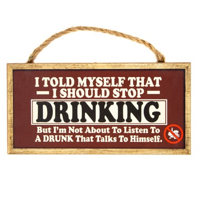 Stop Drinking Sign – Humorous Wooden Wall Decor for Home Bars & Kitchens