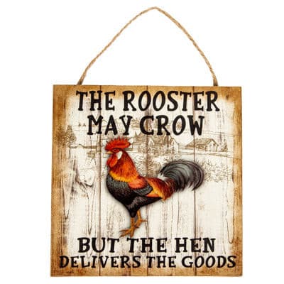 Rooster vs. Hen” Funny Farmhouse Sign – Rustic Country Kitchen Wall Decor & Gift for Farmers