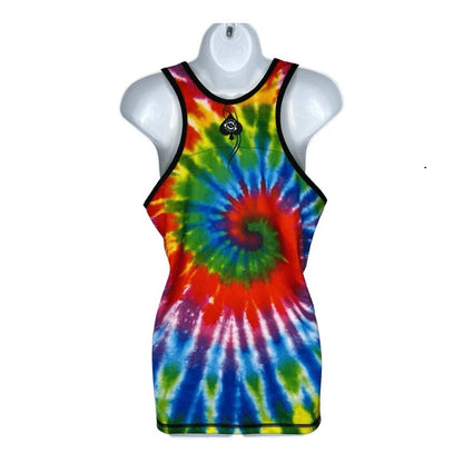 INKnBURN Women's RUN OF DIE Tie Dye Sunflower Singlet (Small)