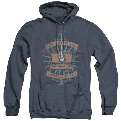 Fantastic Beasts Briefcase Mens Heather Hoodie Navy Officially Licensed