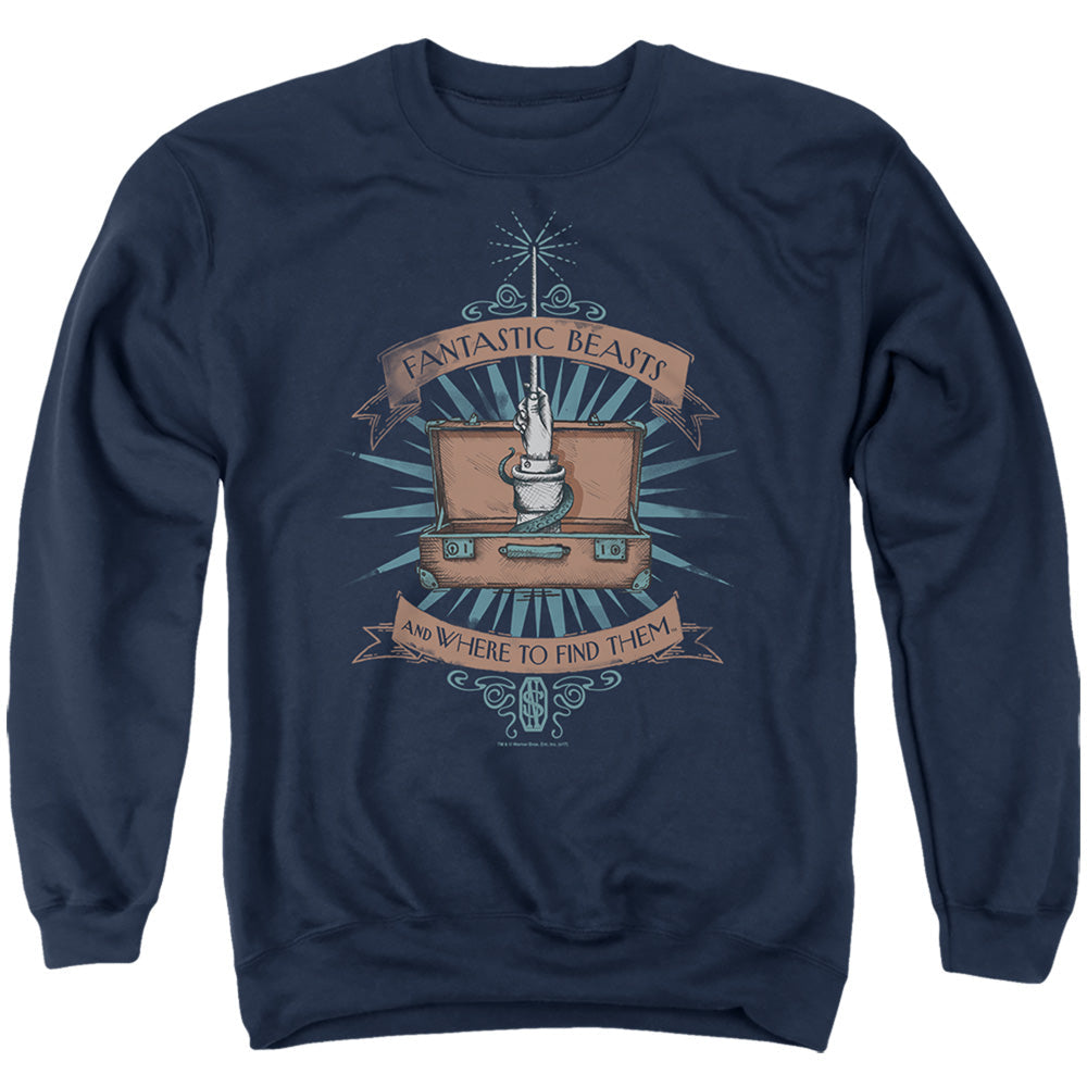 Fantastic Beasts Briefcase Mens Crewneck Sweatshirt Navy