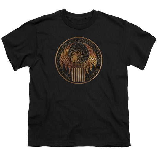 Fantastic Beasts Magical Congress Crest Kids Youth T Shirt Black Officially Licensed