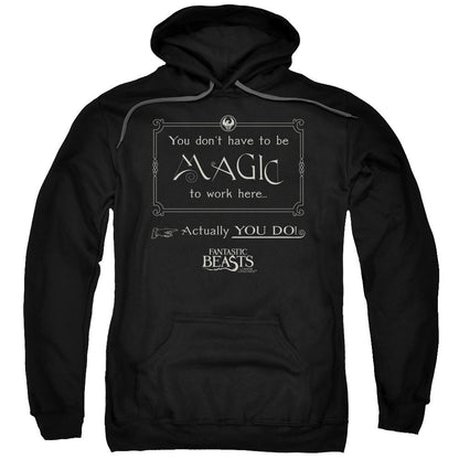 Fantastic Beasts Magic To Work Here Mens Hoodie Black Officially Licensed