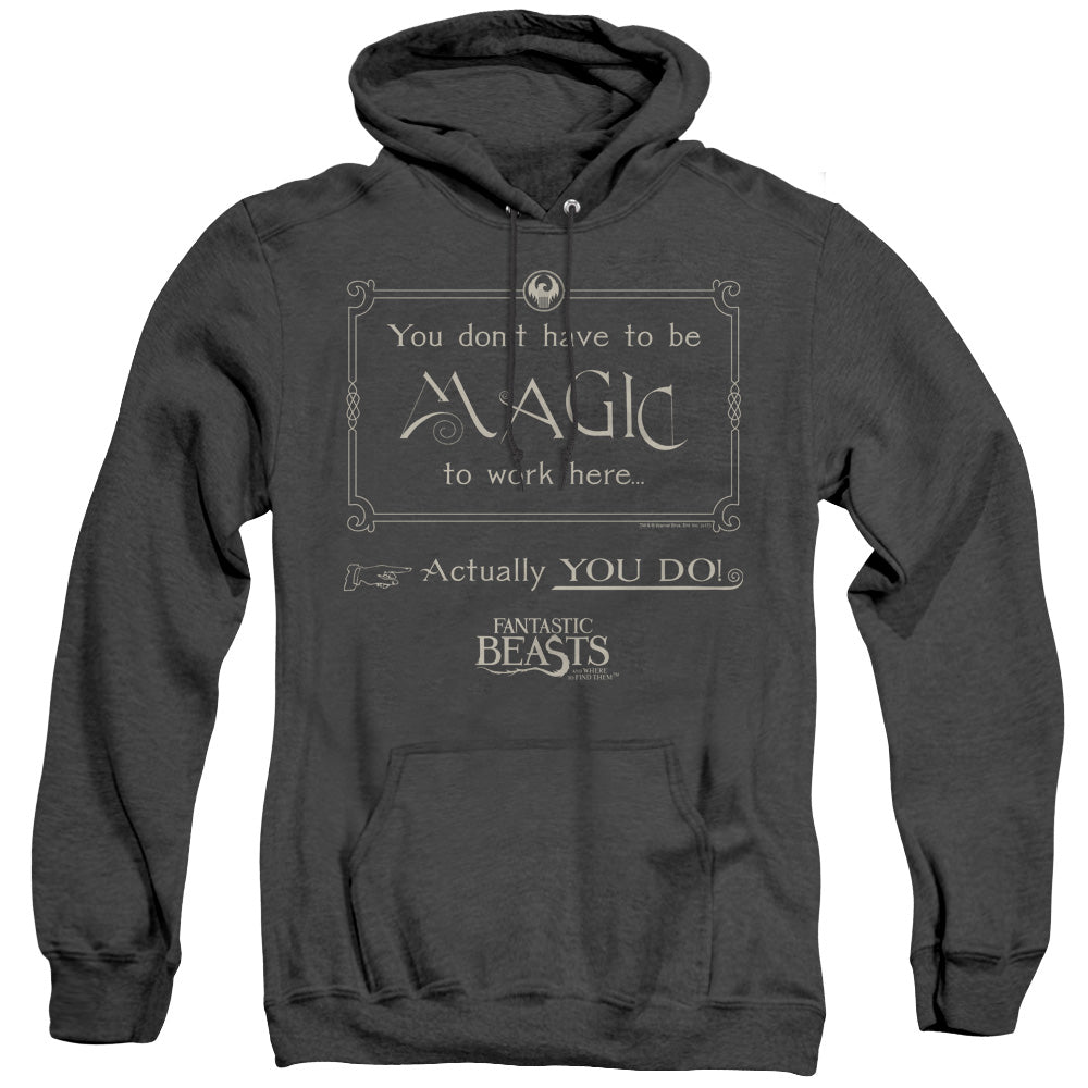 Fantastic Beasts Magic To Work Here Mens Heather Hoodie Black Officially Licensed