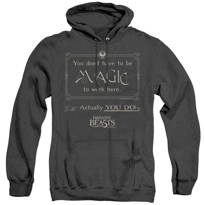 Fantastic Beasts Magic To Work Here Mens Heather Hoodie Black Officially Licensed