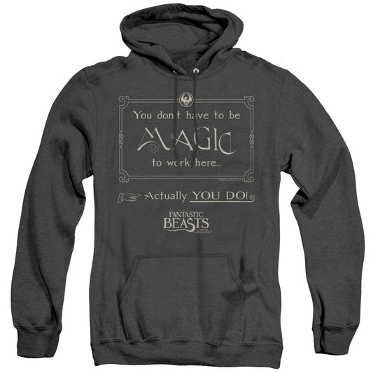 Fantastic Beasts Magic To Work Here Heather Mens Hoodie Black Officially Licensed