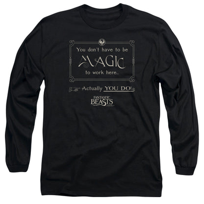 Fantastic Beasts Magic To Work Here Mens Long Sleeve Shirt Black Officially Licensed Officially Licensed