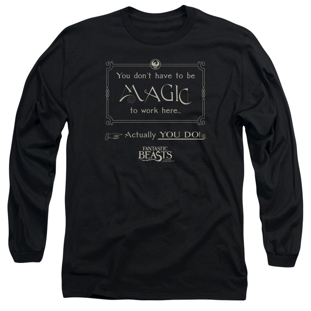 Fantastic Beasts Magic To Work Heremens Long Sleeve Shirt Black Officially Licensed