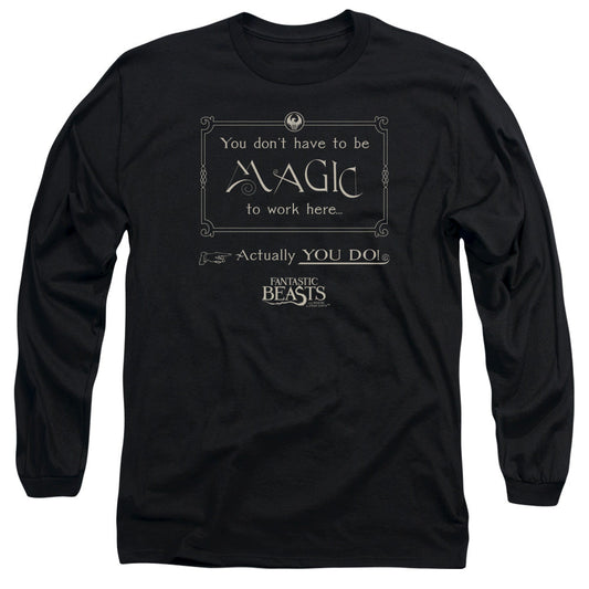 Fantastic Beasts Magic To Work Heremens Long Sleeve Shirt Black Officially Licensed