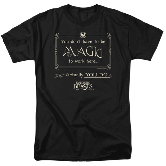 Fantastic Beasts Magic To Work Here Mens T Shirt Black Officially Licensed