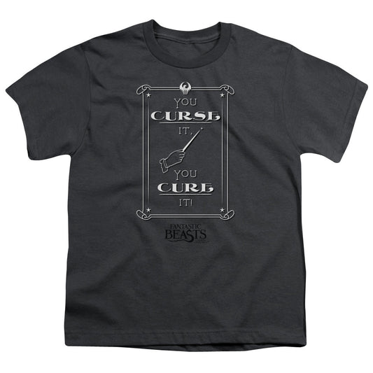 Fantastic Beasts Curse It Kids Youth T Shirt Charcoal Officially Licensed