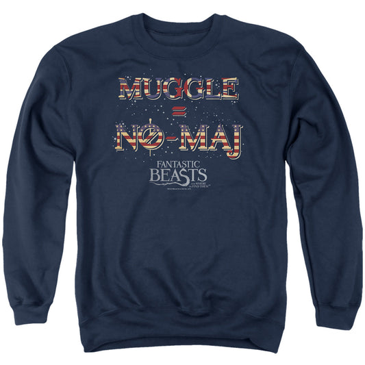 Fantastic Beasts Uk Us No Maj Mens Crewneck Sweatshirt Navy