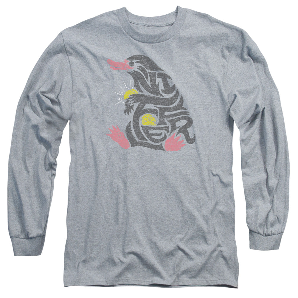 Fantastic Beasts Niffler Mens Long Sleeve Shirt Athletic Heather Officially Licensed Officially Licensed