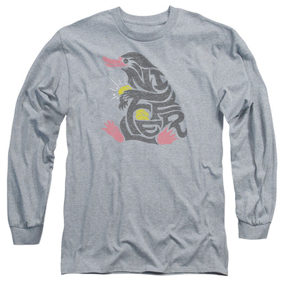 Fantastic Beasts Niffler Mens Long Sleeve Shirt Athletic Heather Officially Licensed Officially Licensed