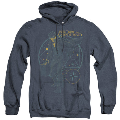 Fantastic Beasts 2 Suitcase Mens Heather Hoodie Navy Officially Licensed