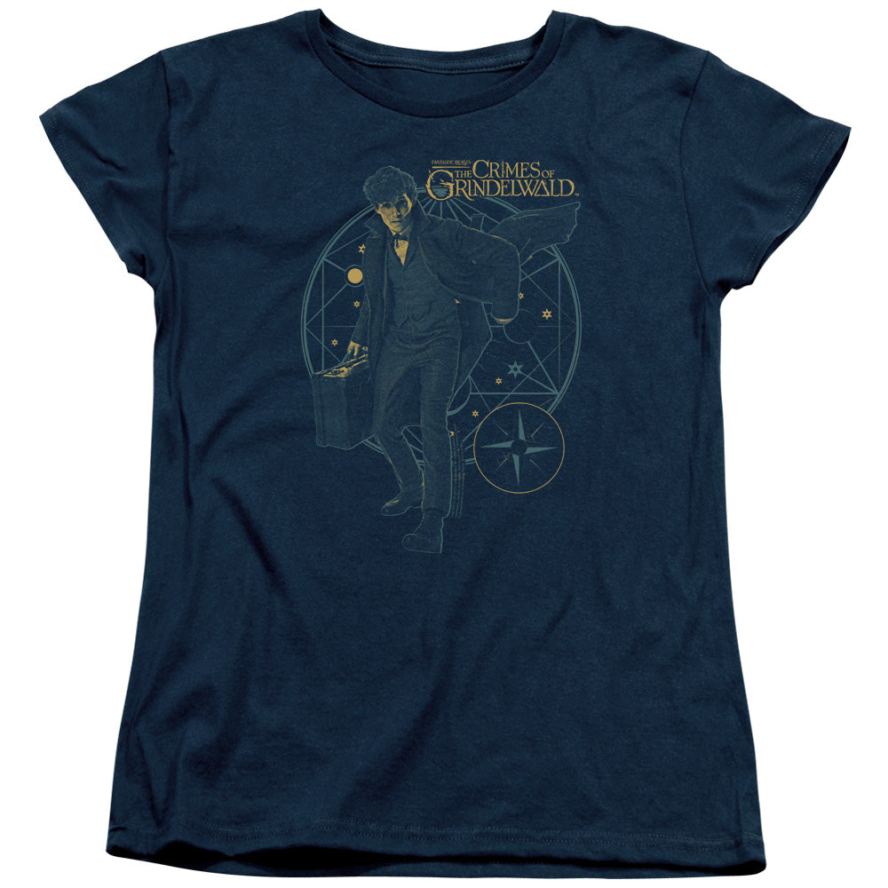 Fantastic Beasts 2 Suitcase Womens T Shirt Navy Blue Officially Licensed