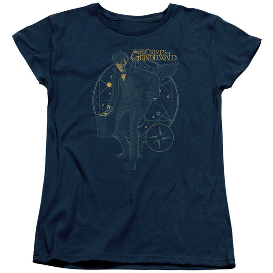 Fantastic Beasts 2 Suitcase Womens T Shirt Navy Blue Officially Licensed