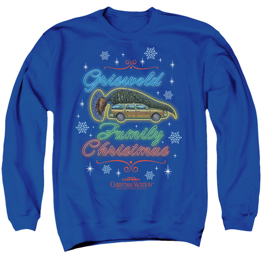Christmas Vacation Neon Griswald Mens Crewneck Sweatshirt Royal Officially Licensed