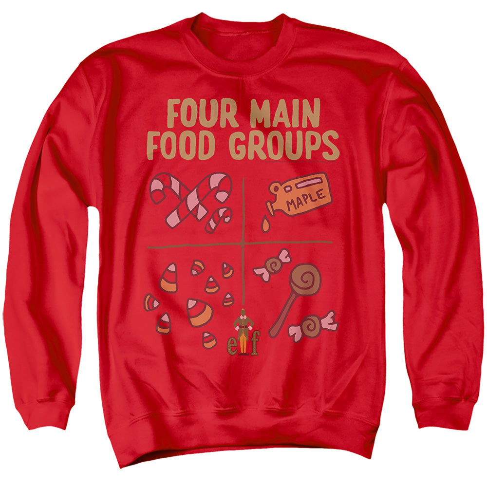 Elf Buddy The Elf Four Food Groups Mens Crewneck Sweatshirt Red