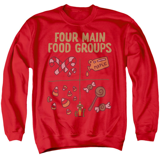 Elf Buddy The Elf Four Food Groups Mens Crewneck Sweatshirt Red