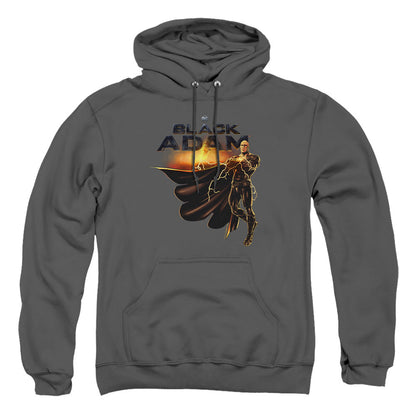 Black Adam Black Adam Logo With Character Mens Hoodie Charcoal