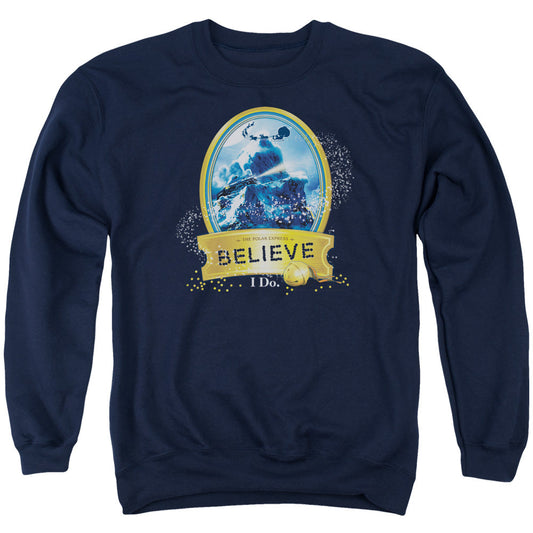 The Polar Express True Believer Mens Crewneck Sweatshirt Navy Blue Officially Licensed