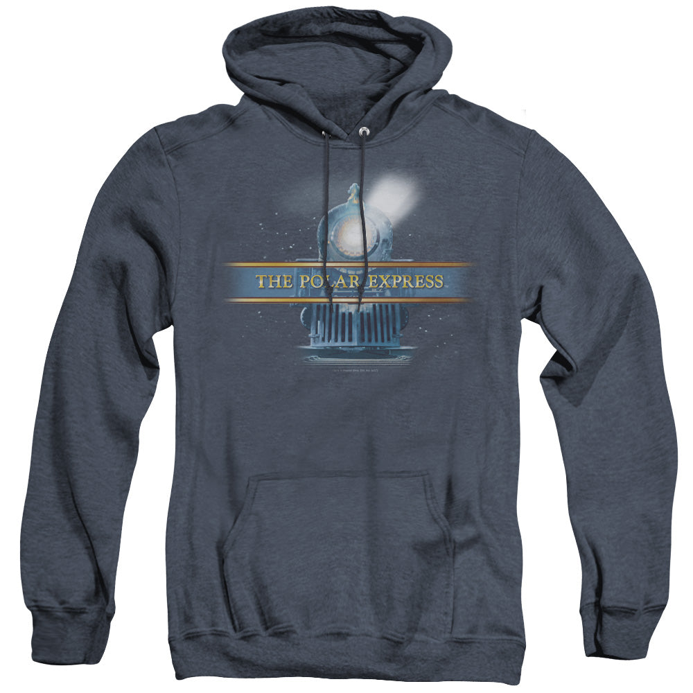 Polar Express Train Logo Mens Heather Hoodie Navy Officially Licensed