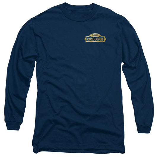 Polar Express Conductor Mens Long Sleeve Shirt Navy Officially Licensed