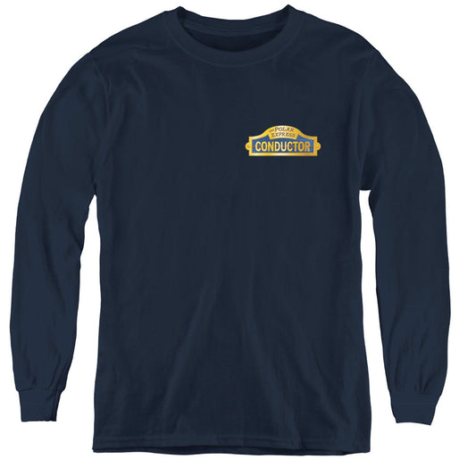 The Polar Express Conductor Long Sleeve Kids Youth T Shirt Navy Blue Officially Licensed