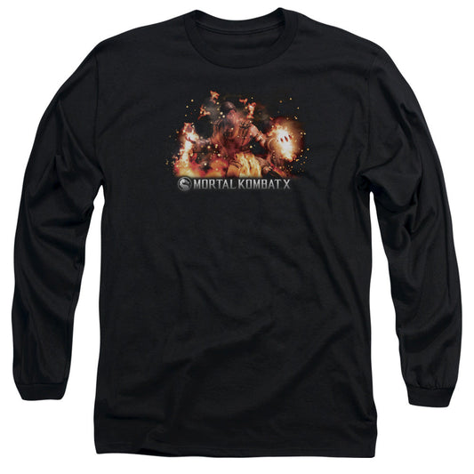 Mortal Kombat X Scorpio Flames Mens Long Sleeve Shirt Black Officially Licensed