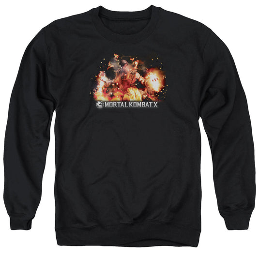 Mortal Kombat X Scorpio Flames Mens Crewneck Sweatshirt Black Officially Licensed