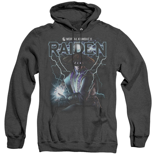 Mortal Kombat Raiden Mens Heather Hoodie Black Officially Licensed