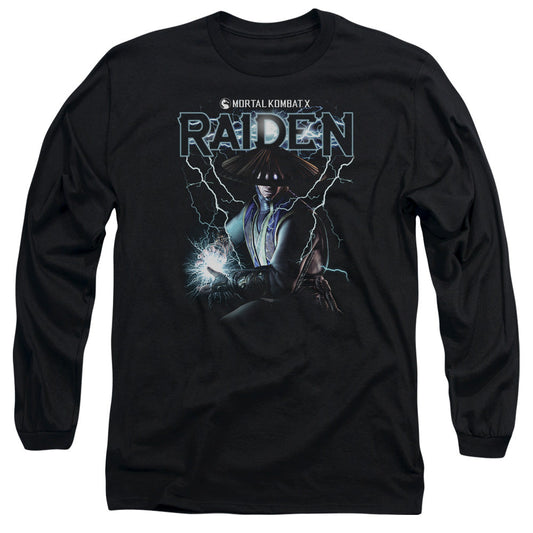 Mortal Kombat Raiden Mens Long Sleeve Shirt Black Officially Licensed