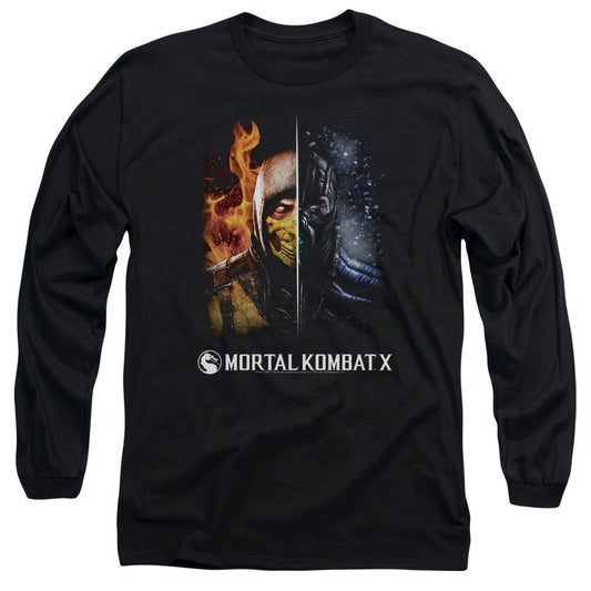Mortal Kombat Fire And Ice Mens Long Sleeve Shirt Black Officially Licensed