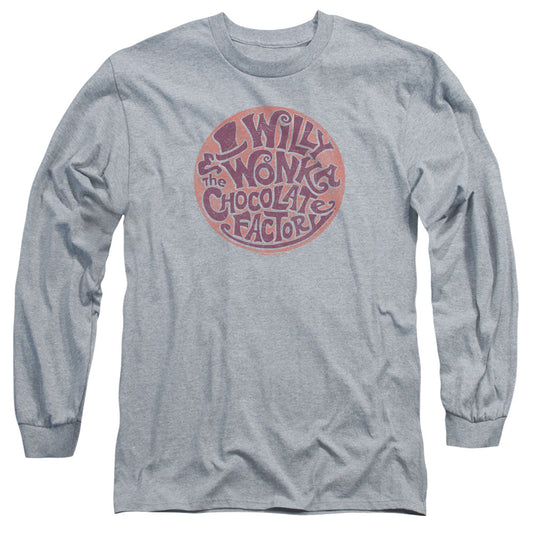 Willy Wonka And The Chocolate Factory Circle Logo Mens Long Sleeve Shirt Athletic Heather Officially Licensed