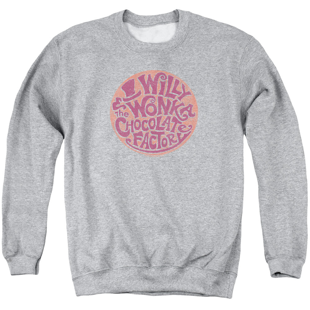 Willy Wonka And The Chocolate Factory Circle Logo Mens Crewneck Sweatshirt Athletic Heather Officially Licensed
