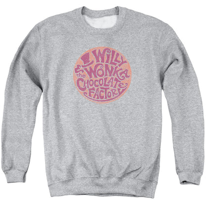 Willy Wonka And The Chocolate Factory Circle Logo Mens Crewneck Sweatshirt Athletic Heather Officially Licensed