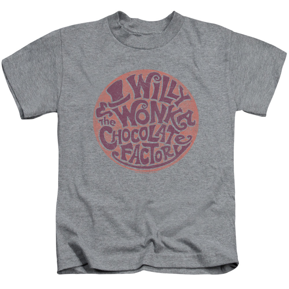 Willy Wonka And The Chocolate Factory Circle Logo Juvenile Kids Youth T Shirt Athletic Heather Officially Licensed