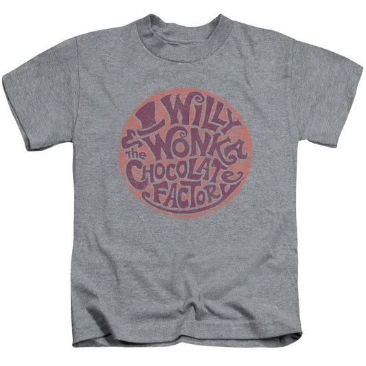 Willy Wonka And The Chocolate Factory Circle Logo Juvenile Kids Youth T Shirt Athletic Heather Officially Licensed