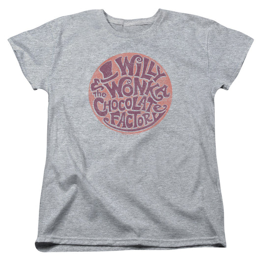 Willy Wonka And The Chocolate Factory Circle Logo Womens T Shirt Athletic Heather Officially Licensed